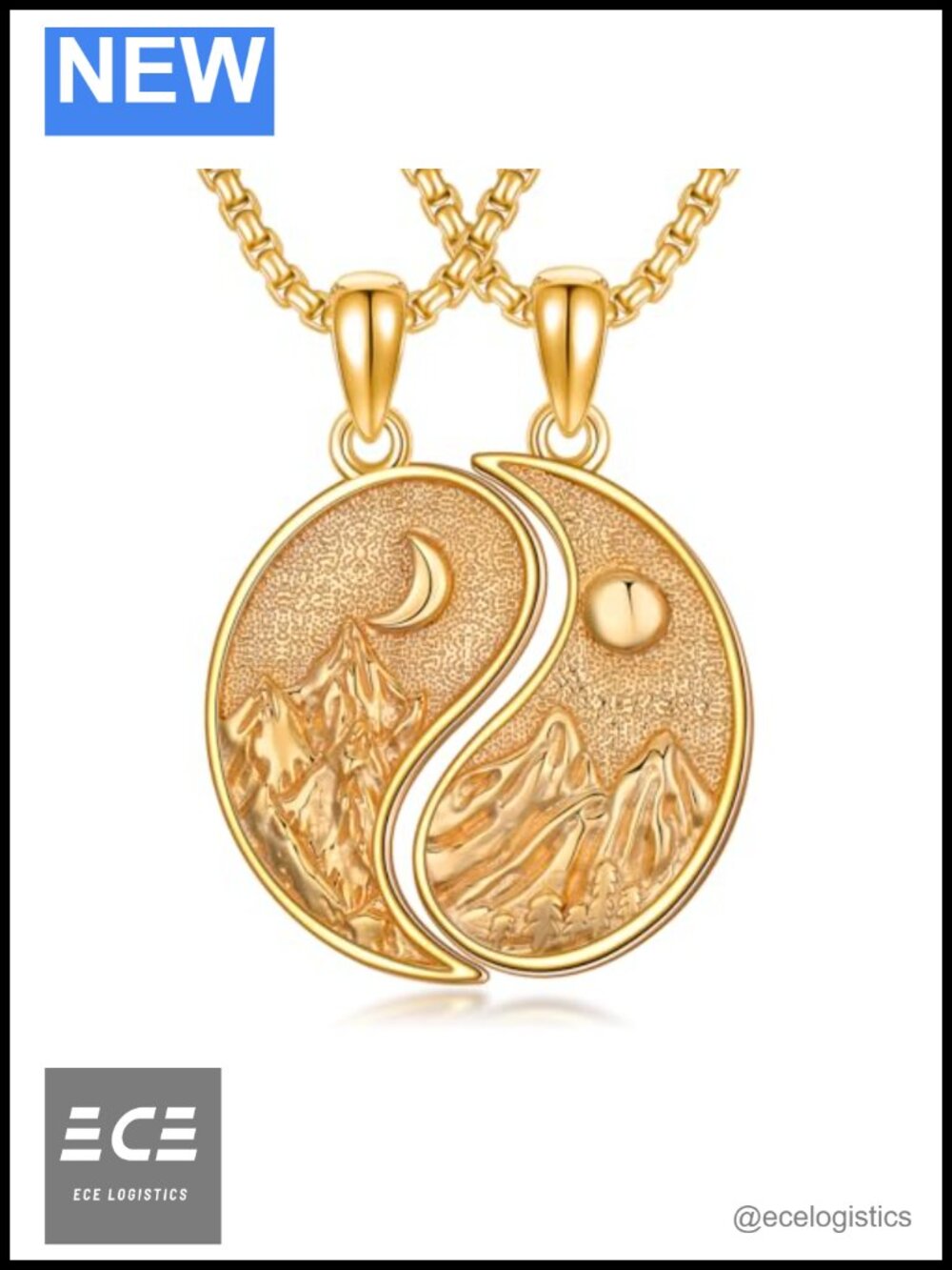 Matching Mountains Flower Necklace Sterling Silver Yin Yang Couple Pendant